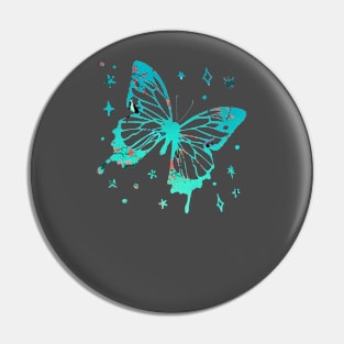 Cherry Trees and Butterflies on Turquoise Background Pin