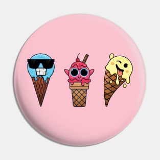 Happy, cool, and wink ice cream emotes Pin