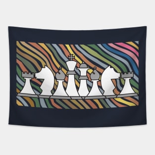 Chess Set on Retro Background Tapestry