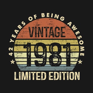 Vintage 1981 Limited Edition 42 Years Of Being Awesome T-Shirt