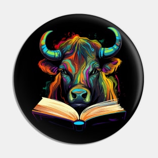 Water Buffalo Reads Book Pin