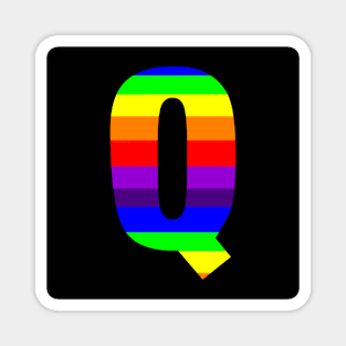 The Letter Q in Rainbow Stripes Magnet