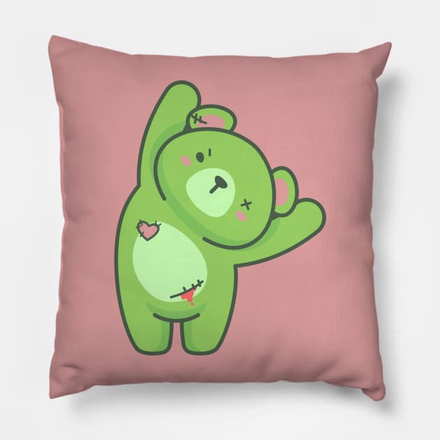 Kawaii zombie teddy bear Pillow by Dr.Bear