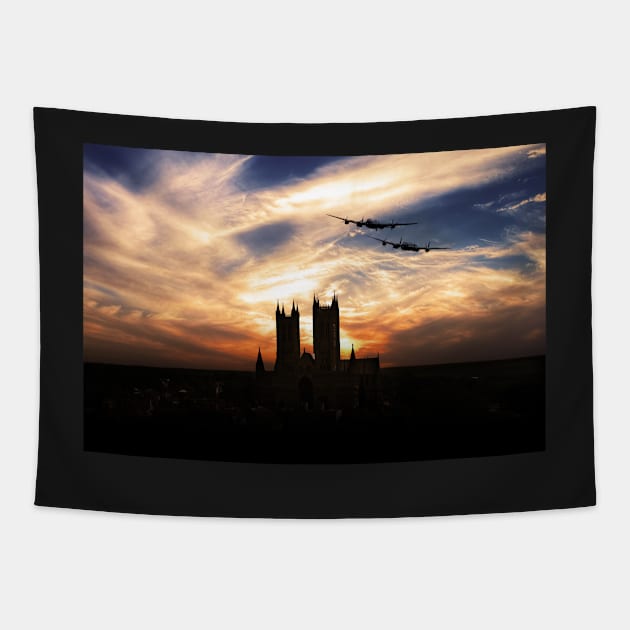 Lancs Over The Cathedral Tapestry by aviationart