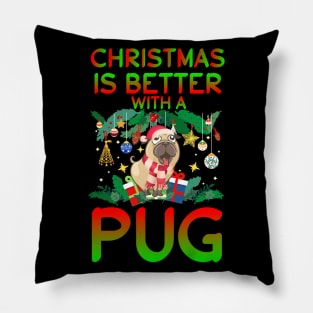 Funny Pug Christmas Pillow