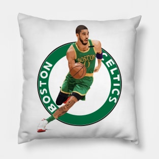 Jayson Tatum Boston Celtics Logo Pillow