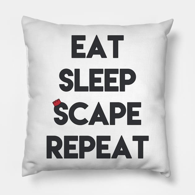 Eat, Sleep, 'Scape & Repeat (Red) Pillow by Vhista