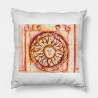 The Sun. stone symbols in the cloister. Jerónimos Monastery Pillow