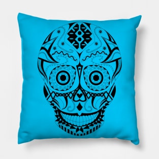black sugar skull with a pattern smile ecopop Pillow