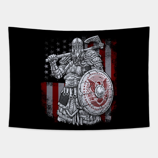 Norse American Viking Pagan Warrior Tapestry by Blue Pagan