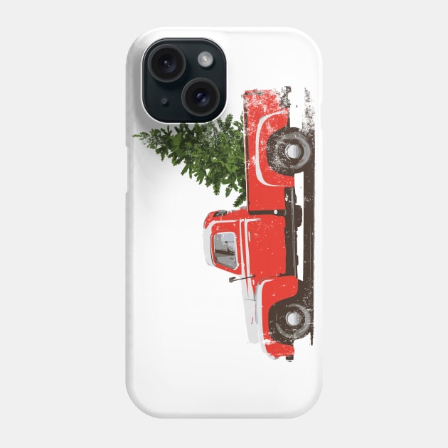Vintage Pickup Truck Christmas Tree Phone Case by ClothedCircuit