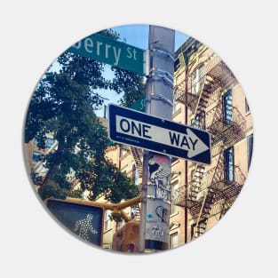 Street Sign One Way Traffic Light Mulberry St Manhattan NYC Pin