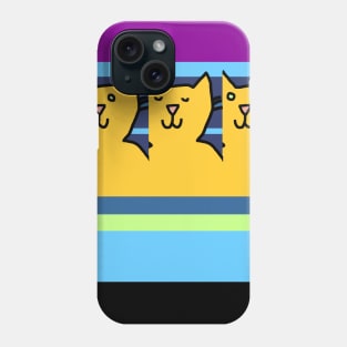 Blinking Yellow Cats on Stripes Phone Case