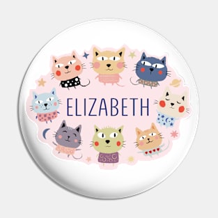 Elizabeth name with cartoon cats Pin