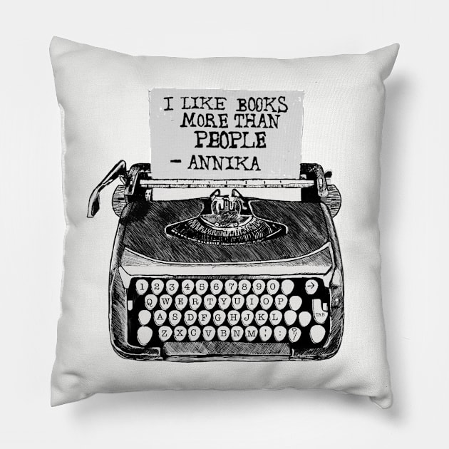 I Like Books More Than People-Annika Pillow by Cupboard Maker Books