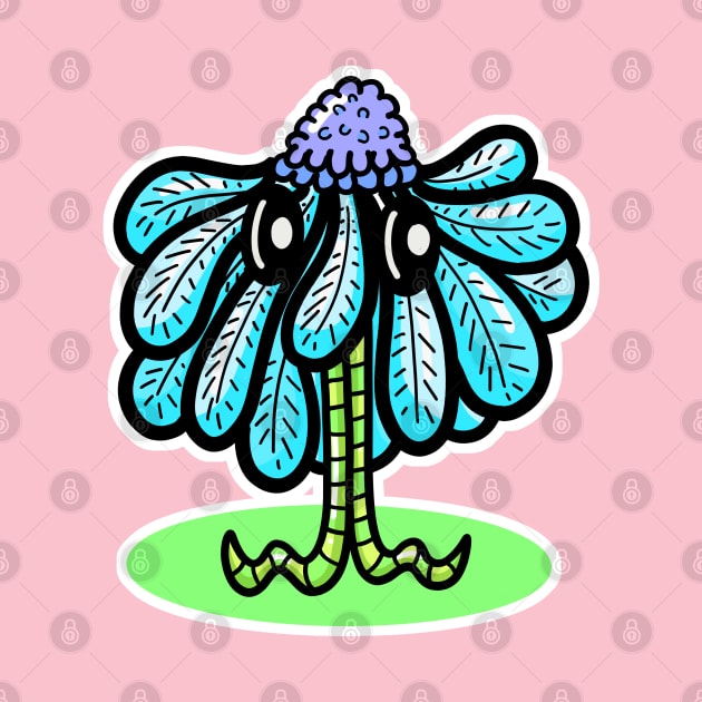 Pretty Blue Flower Cartoon Character by Squeeb Creative