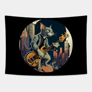 Alone Cool Cat Play Guitar Bass - Love Cats Tapestry