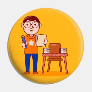 Cute Writer Cartoon Pin