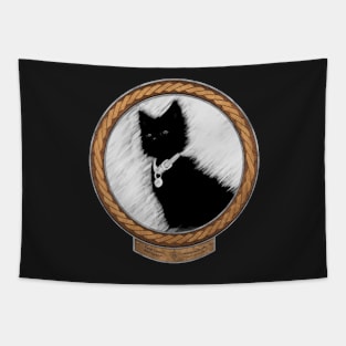 Calm Little Kitten (frame copper celtic rope silver rim) Tapestry