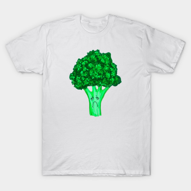 Sad Broccoli Original New School Funny Art - Broccoli - T-Shirt | TeePublic