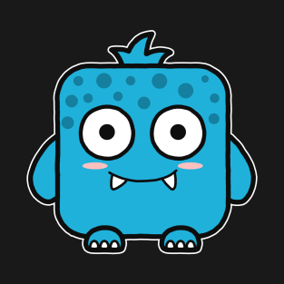 Kawaii Blue Square Monster T-Shirt