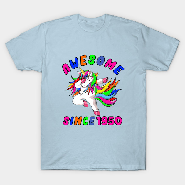 Disover Awesome Since 1950- Dabbing Unicorn -71th Birthday Gift Girls - Awesome Since 1950 - T-Shirt