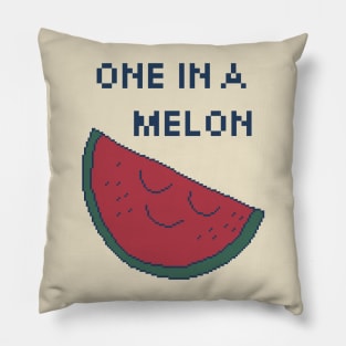 One In A Melon. 8Bit Pixel Art. One in a million. Pillow