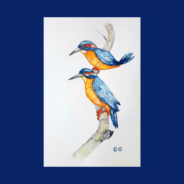 Blue Kingfishers bird art bird lovers printable bird art by GarryGreenwood