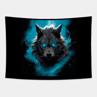 Black Lighting Wolf Tapestry