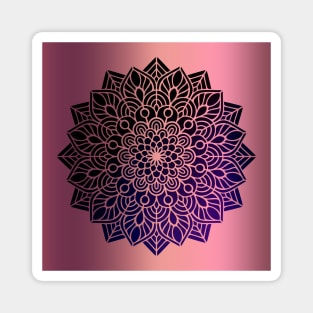 Mandala Flower on a Pink Gradient Magnet