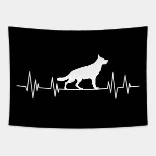 German Shepherd Heartbeat dog Heartbeat Silhouette Tapestry