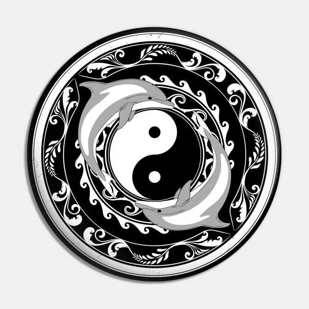 Yin Yang Dolphins Pin by NicGrayTees