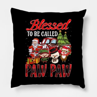 Blessed To Be Called Paw Paw Christmas Buffalo Plaid Truck Pillow