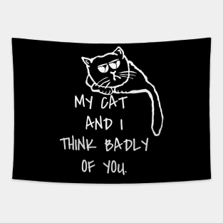 funny cat slogan Tapestry