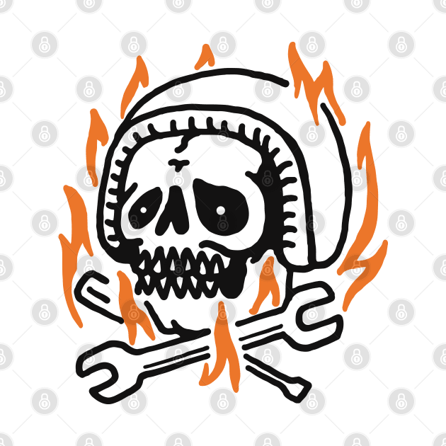 Skull Biker Fire by quilimo