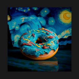 Funny Donut, Junk Food, Van Gogh Sugary Night T-Shirt