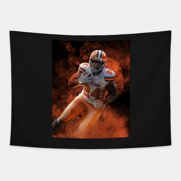 Nick Chubb Cleveland Sports Art Tapestry by JRoseGraphics