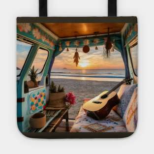 Vanlife on a beach Tote