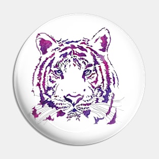 White Tiger Watercolor Purple Pin