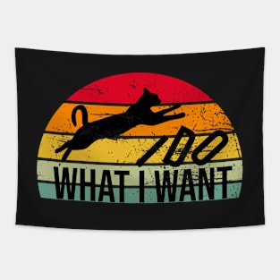 I do what I want funny cat retro Tapestry