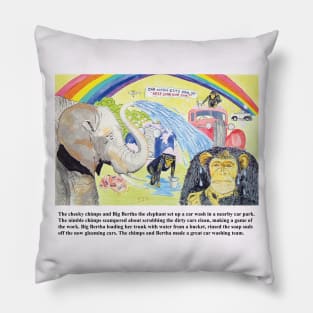 Chimp and Elephant Car Wash Pillow