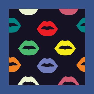 Colorful Kiss Lips Pattern T-Shirt