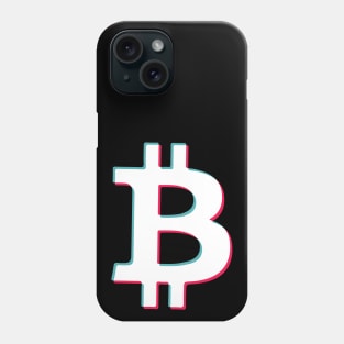 Bitcoin Social Media App blue pink glitch modern typography art gift Phone Case