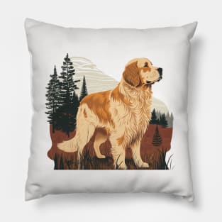 Golden Retriever in Autumn Pillow