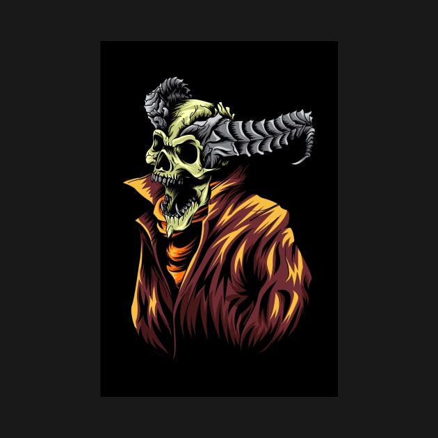 angry-horned-skull-vector-illustration by hstewartcrook