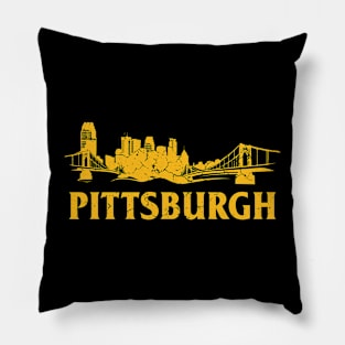 Pittsburgh Retro Skyline Bridge Vintage, Pittsburgh lovers Pillow