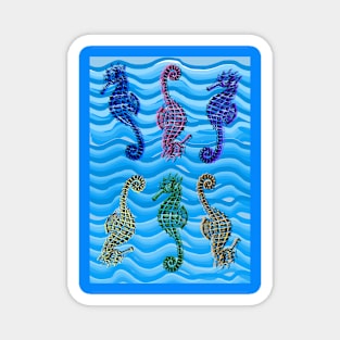 Seahorses in six different colours Magnet