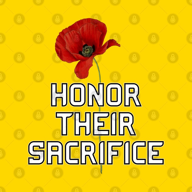 Honor Their Sacrifice Memorial with Red Poppy Flower Back Version (MD23Mrl006) by Maikell Designs