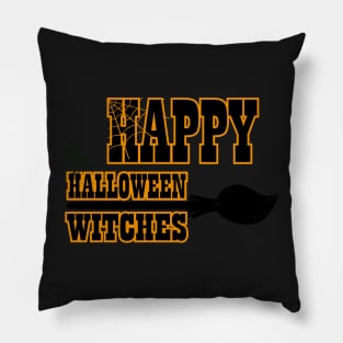 happy halloween witches spooky ghost scary halloween sticker Pillow