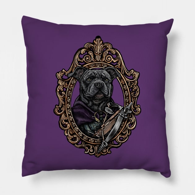 Dog Cameo: The Invincible Pit Bull Pillow by FreyStrandDraws